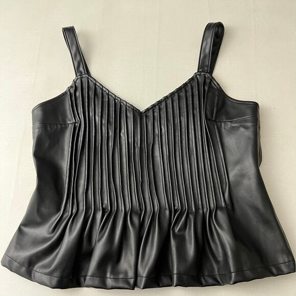 Let Me Be Anthropologie Let Me Be Faux Leather Pintucked Cami Women Size Large - Picture 9 of 9